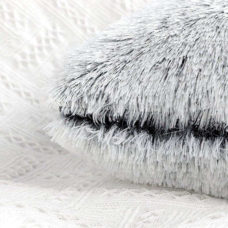 Uhomy 2 Packs Fluffy Accent Pillows Cover 20"x20", Soft Gray Ombre Faux Fur Throw Pillow Case, Modern Luxury Decorative Square Cushion Cover for Farmhouse Home Decor for Sofa/Bed/Chair, 50x50cm - Image 3